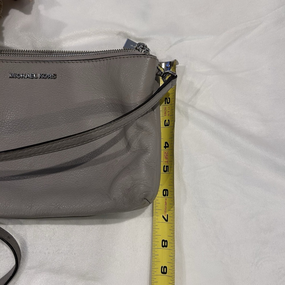 Michael Kors Shoulder Cross Bag Gray‎  Pebble Leather 32S7SAFC3L Tag Double Zip - Picture 11 of 14